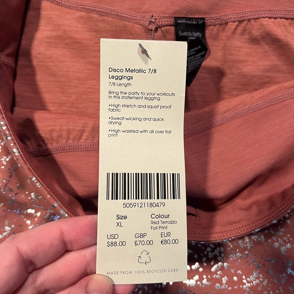 NWT Sweaty Betty Disco Metallic Leggings with 7/8 Length Size XL - Picture 9 of 12